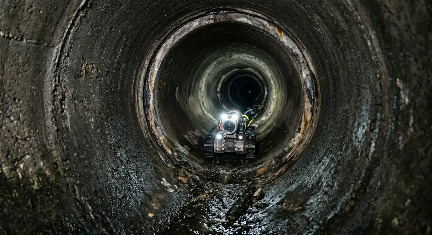 Robotic sewer camera inspecting pipe interior for Sewer Line Cleaning in Mount Laurel